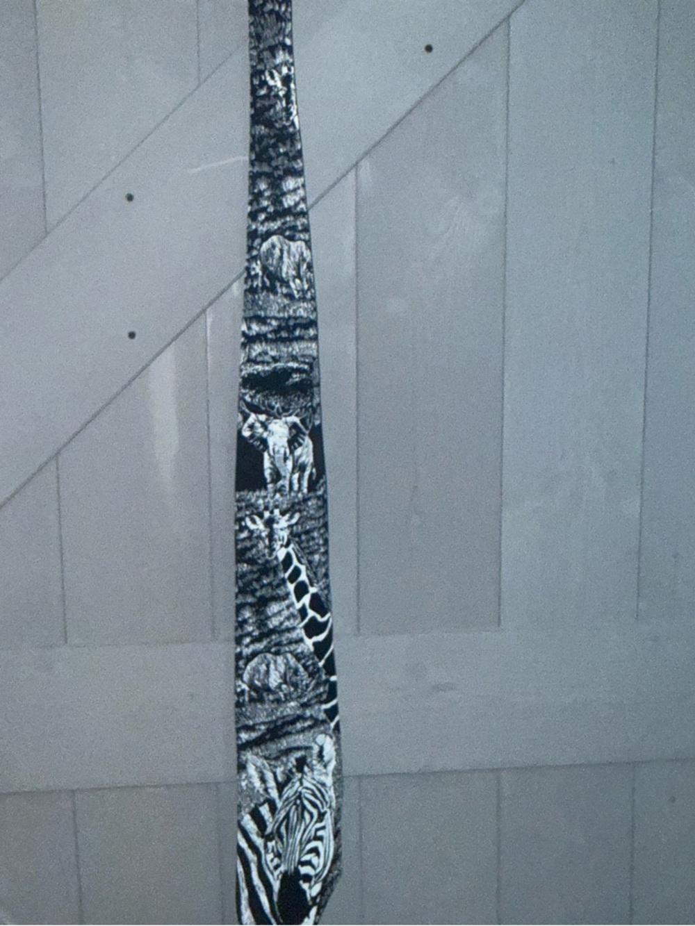WWF WORLD WILDLIFE FUND Black & White Safari Animal Print Tie DESIGN 160